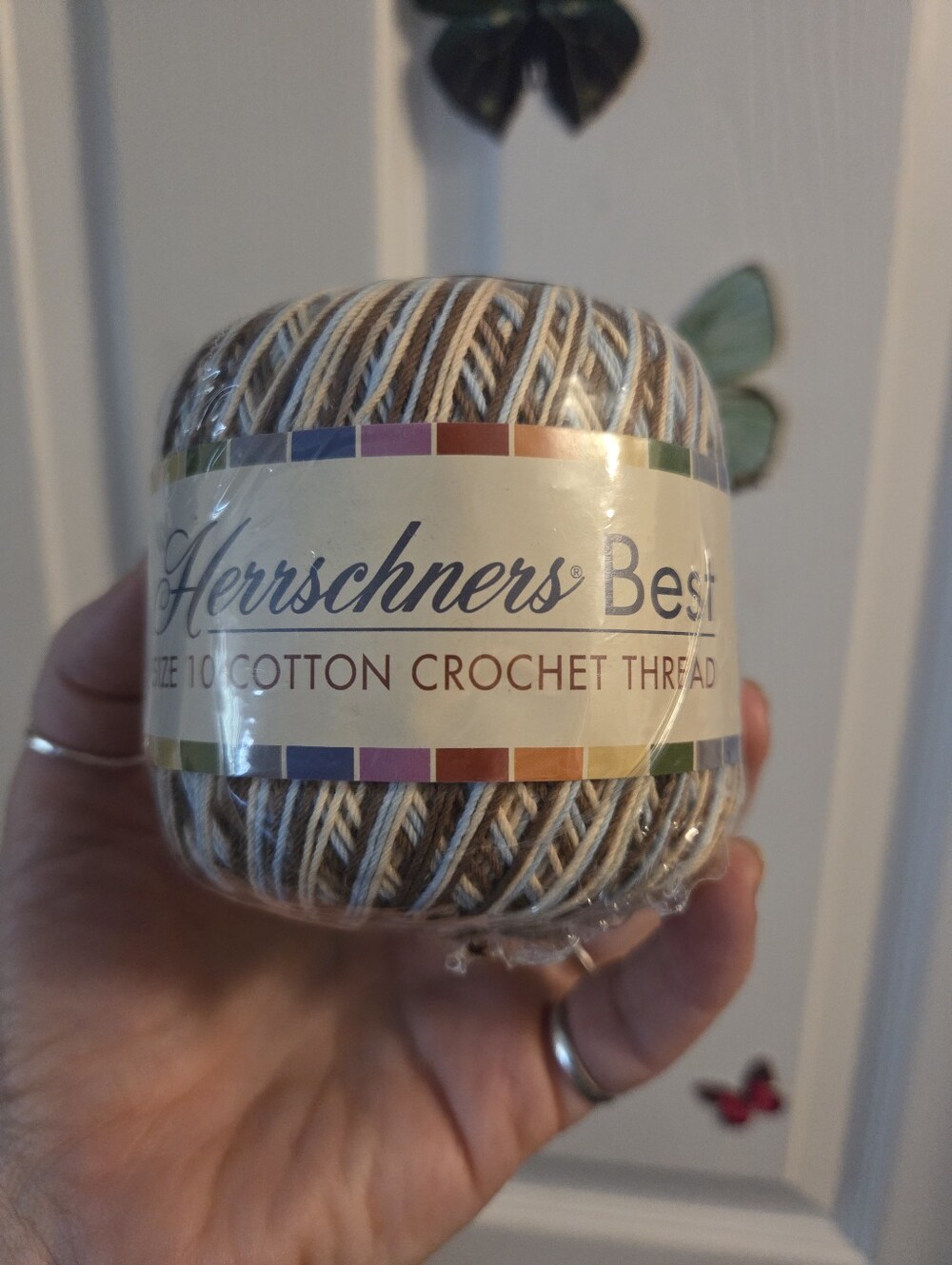Crotchet yarn new unopened Hereschners size 10 cotton color change brown string